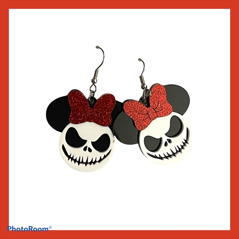 Minnie Mouse Jack Skellington earrings New